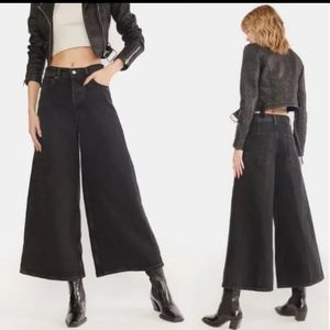Free People Black Wide Leg Jeans
